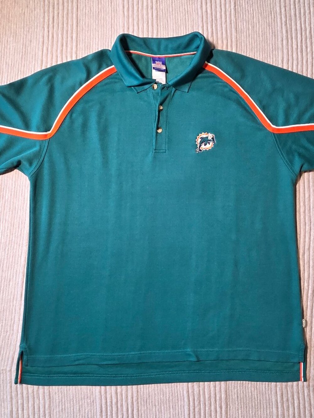 Reebok Miami Dolphins NFL Team Apparel Polo Shirt Men's XL Aqua Teal Embroidered